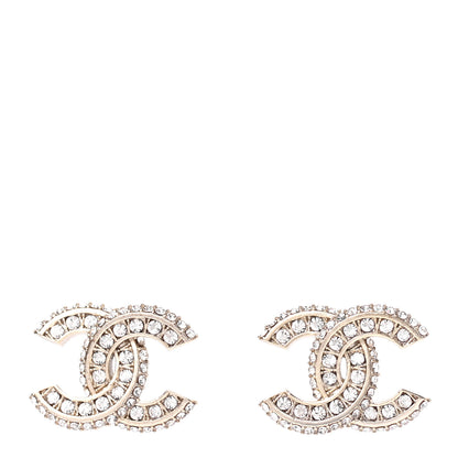 Chanel Crystal Timeless CC Earrings Light Gold 1 of 4