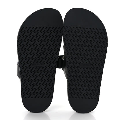 Hermes Calfskin Womens Embroidered Chypre Sandals 36.5 Black 5 of 9
