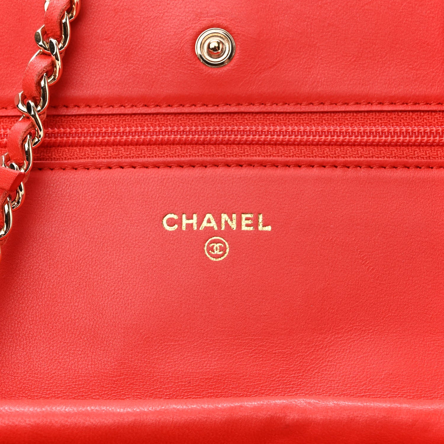 Chanel Lambskin Quilted Wallet On Chain WOC Red 6 of 17