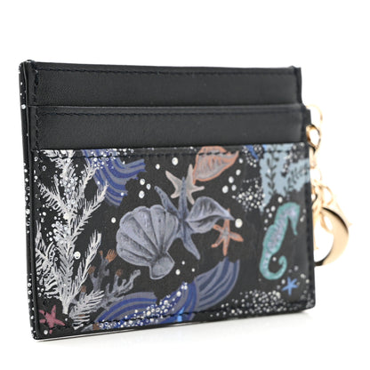 Christian Dior Calfskin Printed Nature Ballet Lady Dior Card Holder Blue 3 of 7