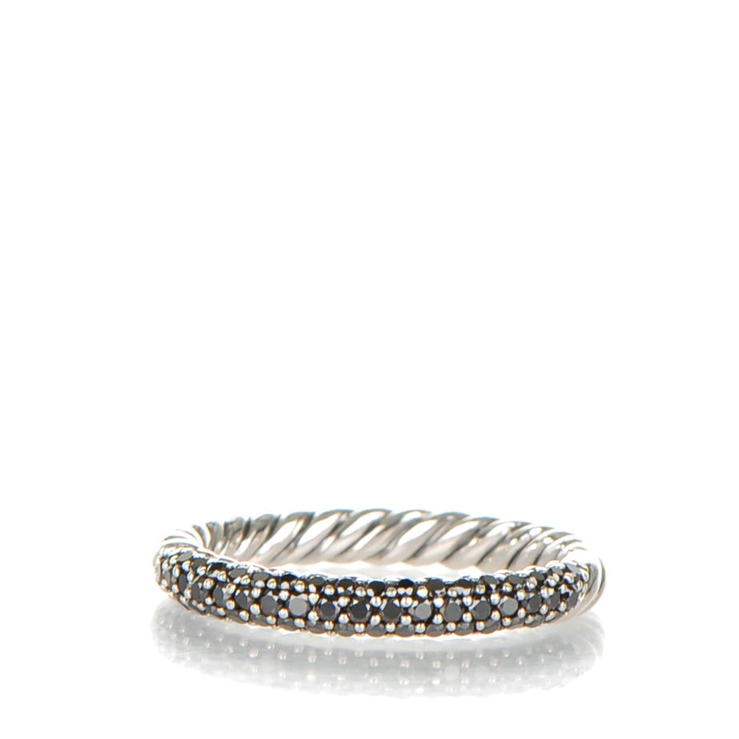 David Yurman Sterling Silver Black Diamond 3mm Midnight Melange Band Ring 54 7 1 of 3