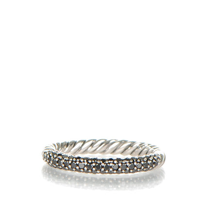 David Yurman Sterling Silver Black Diamond 3mm Midnight Melange Band Ring 54 7 1 of 3