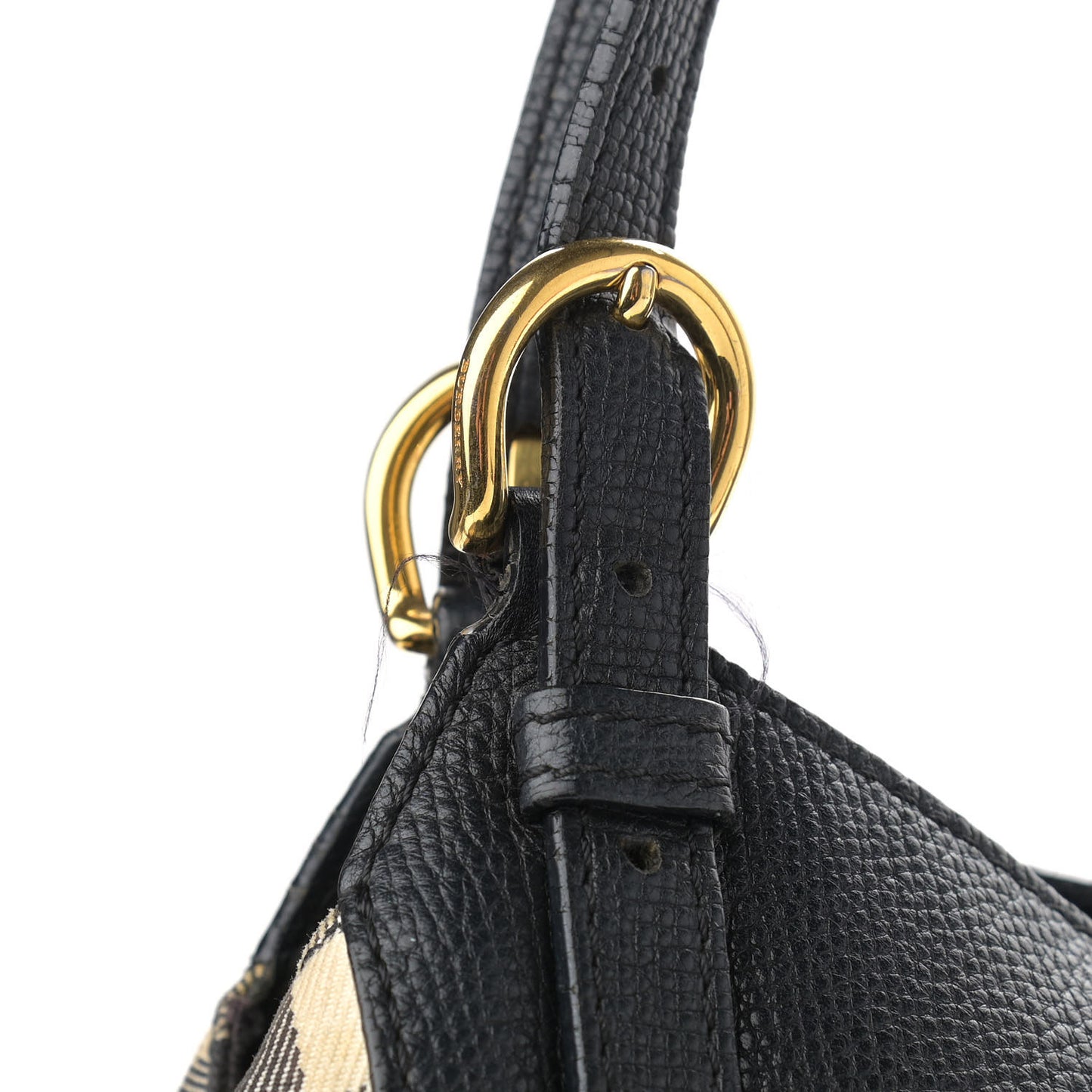 Grainy Calfskin House Check Small Canterbury Black