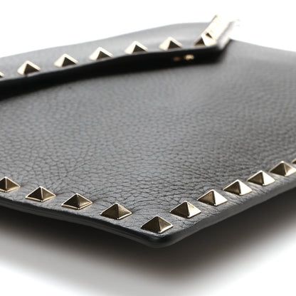 Valentino Garavani Pebbled Calfskin Large Rockstud Envelope Clutch Black 8 of 9