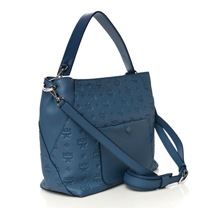 MCM Calfskin Ottomar Monogram Large Klara Hobo Luft Blue 3 of 9