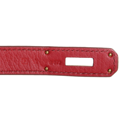 Hermes Taurillon Clemence Horseshoe Bi-Color Birkin 30 Rouge Garance and Orange 11 of 23