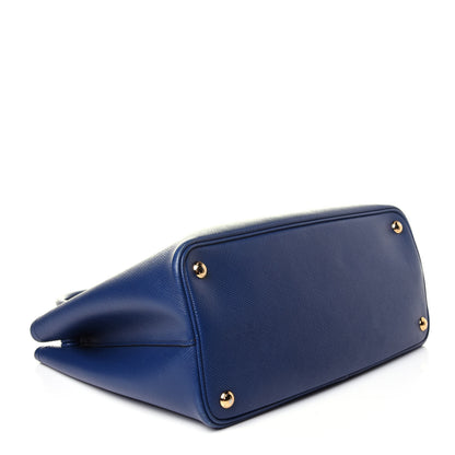 Prada Saffiano Cuir Small Double Bag Ink Blue Fire Engine Red 4 of 12