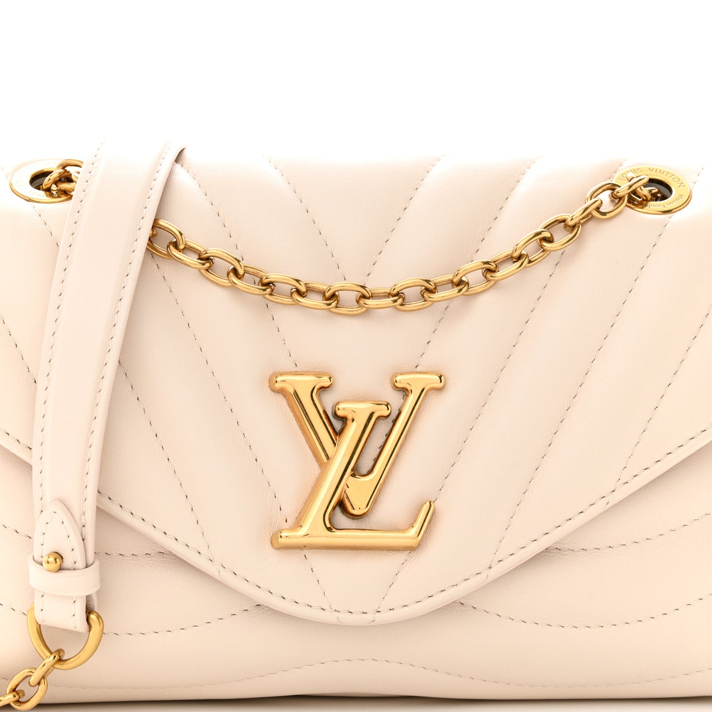Calfskin LV New Wave Chain Bag Ivory