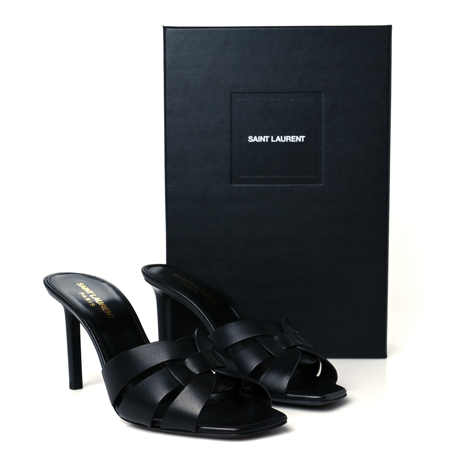 Saint Laurent Calfskin Tribute 85 Slide Sandals 38.5 Black 10 of 10