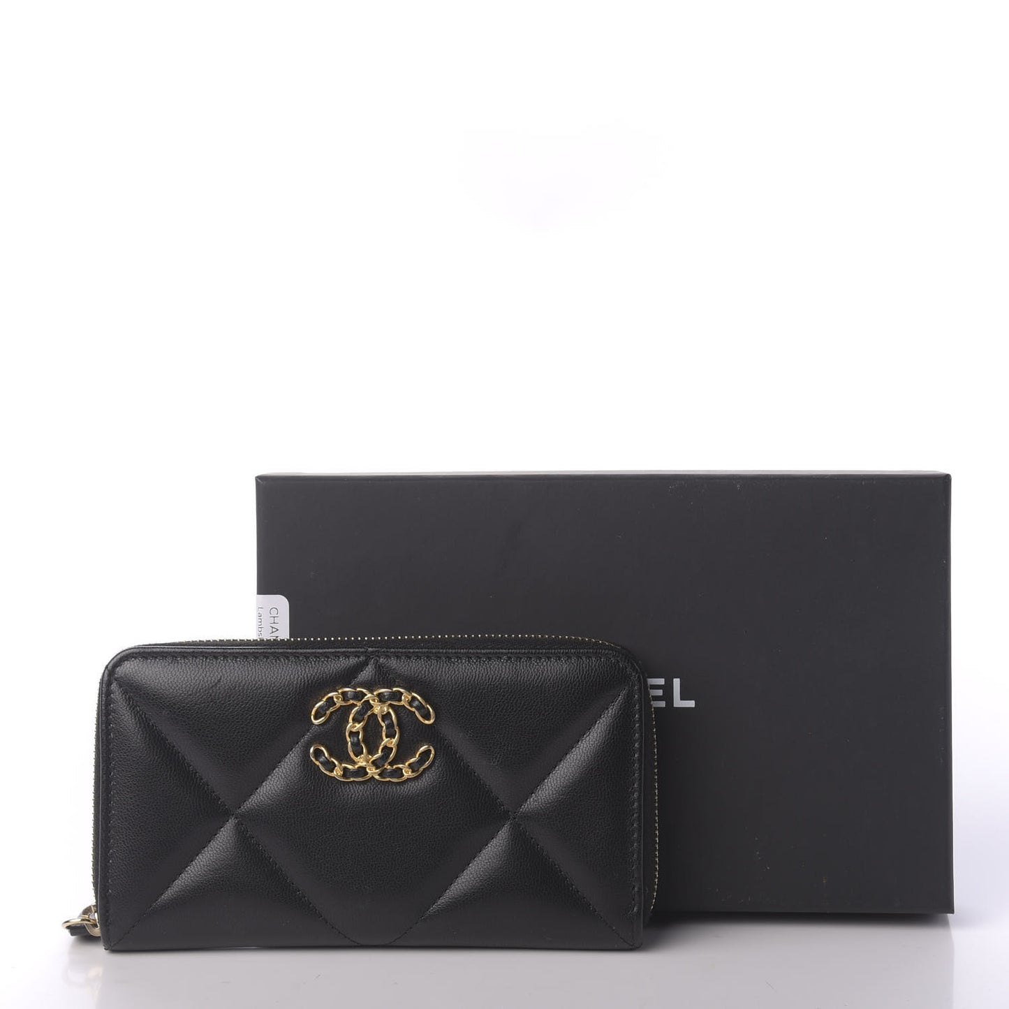 Lambskin Quilted 19 Zipped Wallet Black