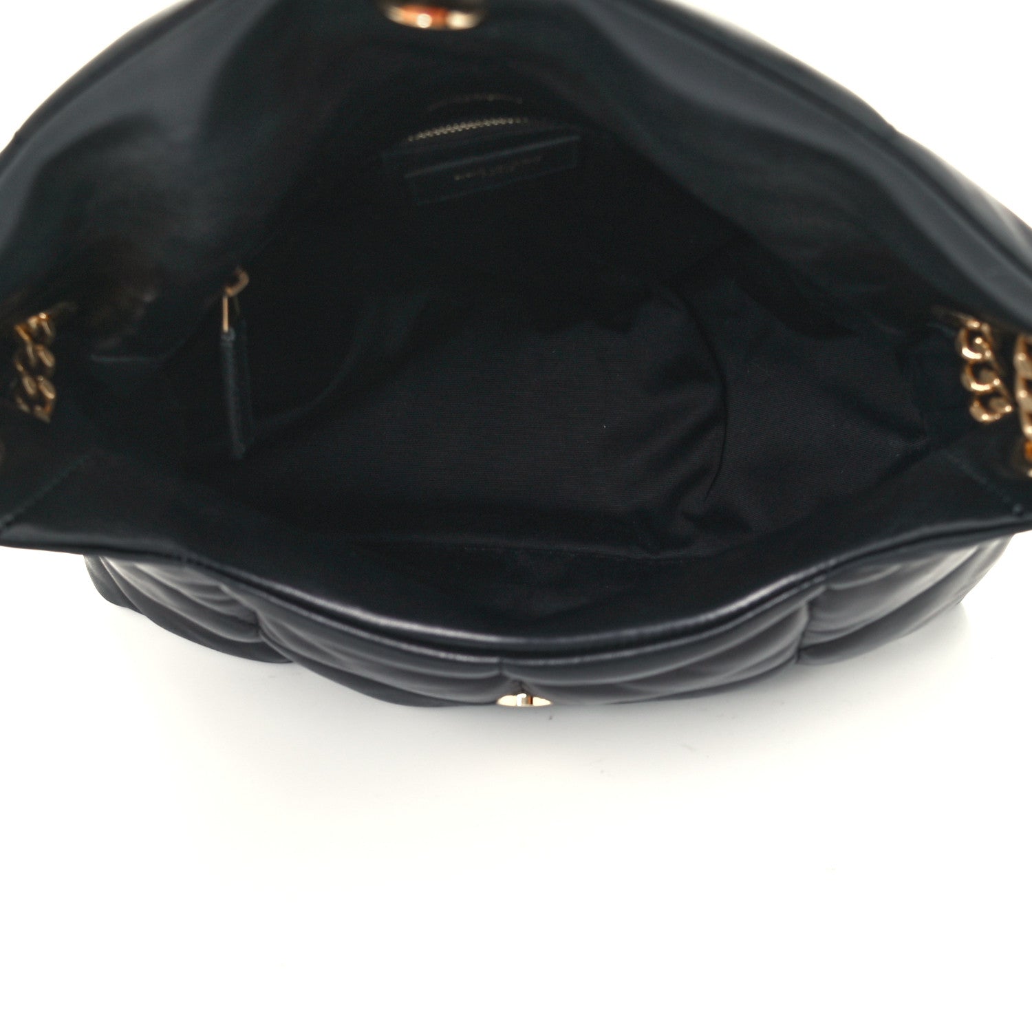 Saint Laurent Lambskin Quilted Medium Loulou Puffer Monogram Chain Satchel Black 5 of 11
