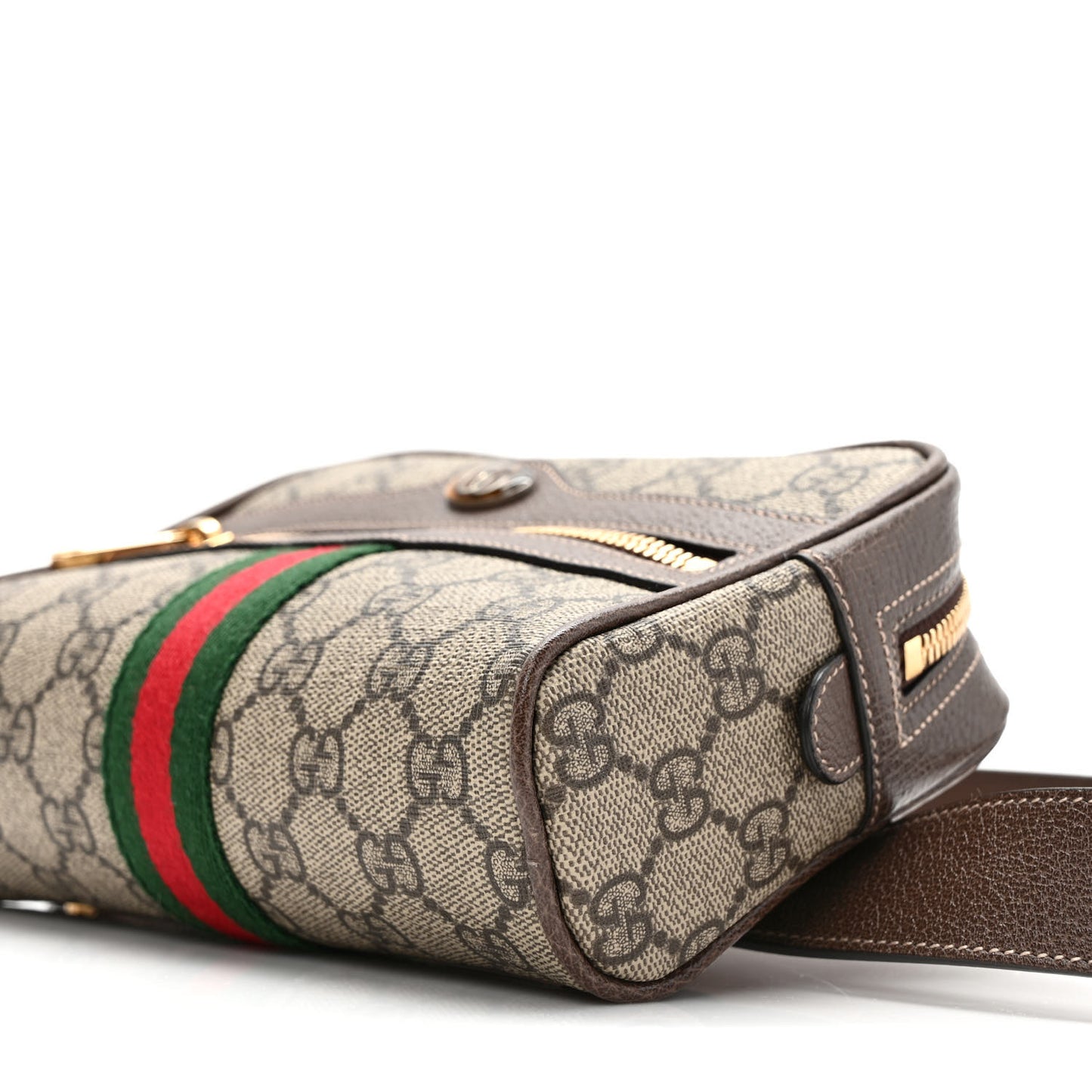 GG Supreme Monogram Web Small Ophidia Belt Bag 75 30 Dark Brown