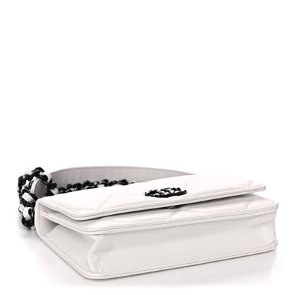 Chanel Glossy Calfskin Quilted Chanel 19 Wallet On Chain WOC White Black 3 of 15