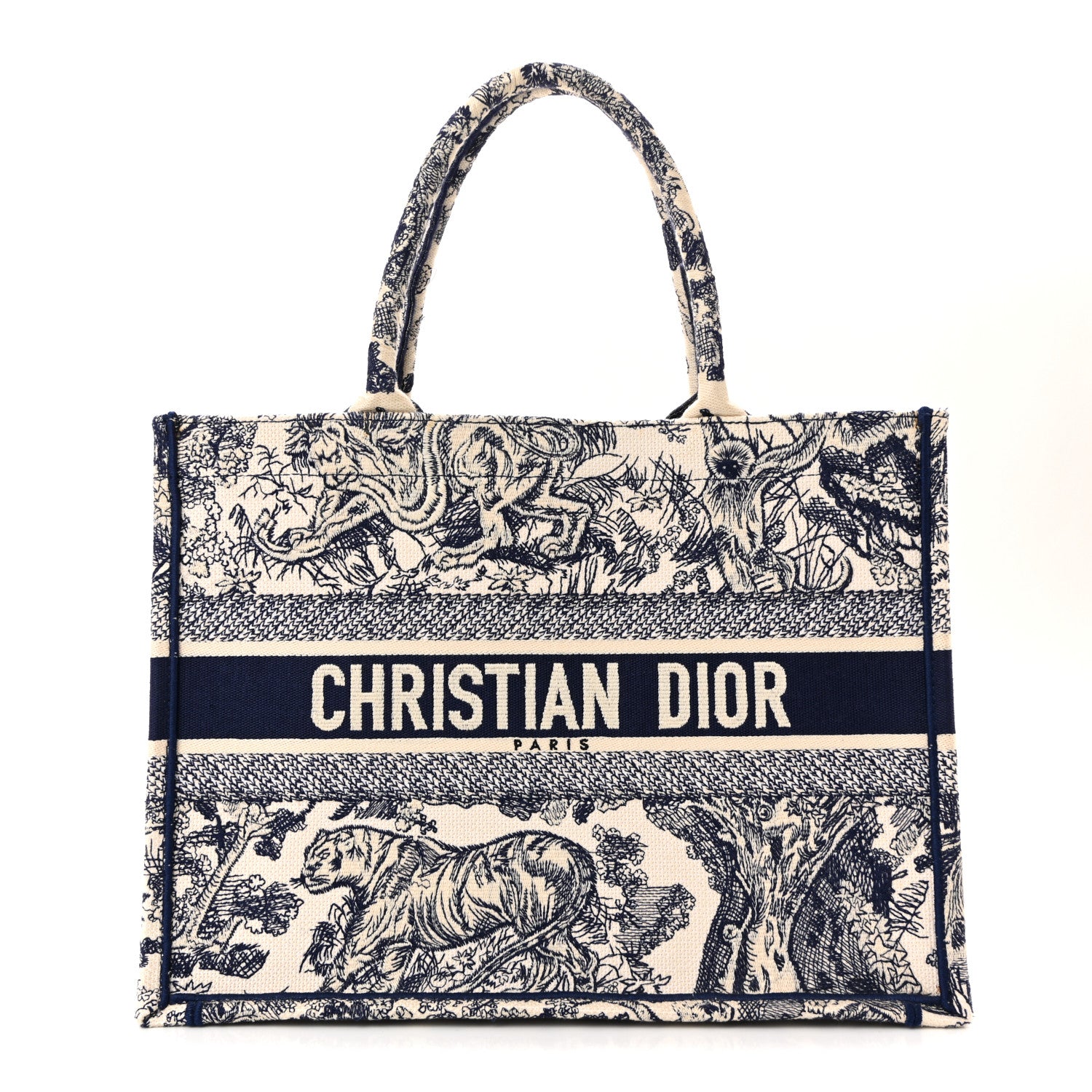 Christian Dior Canvas Embroidered Medium Dioriviera Toile De Jouy Book Tote Blue 1 of 14
