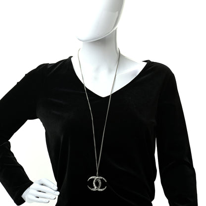 Chanel Baguette Crystal Moon CC Necklace Silver 2 of 5