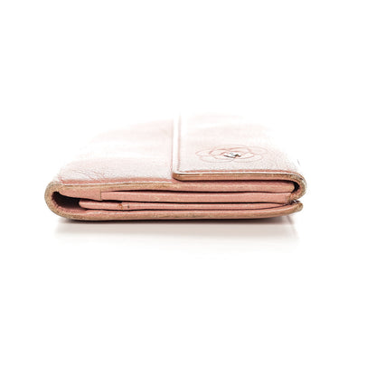 Chanel Goatskin Camellia Embossed Flap Wallet Pink 18 of 18