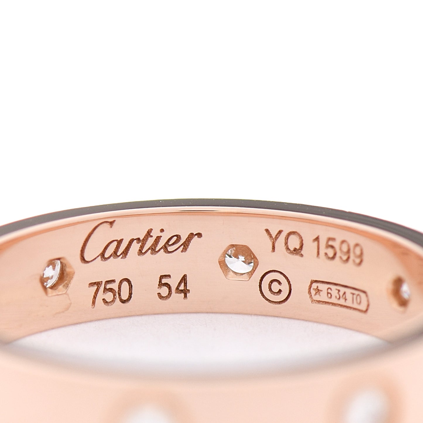 18K Pink Gold 8 Diamond 4mm LOVE Wedding Band Ring 54 7