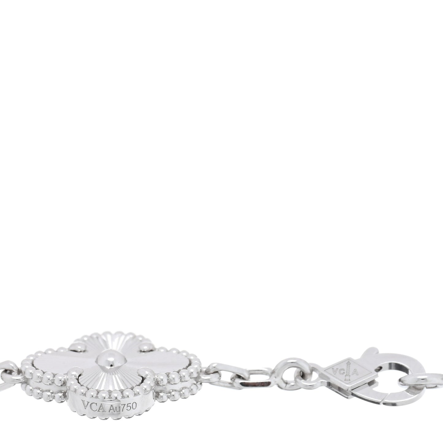 18K White Gold 5 Motifs Guilloche Vintage Alhambra Bracelet