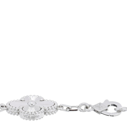 Van Cleef & Arpels 18K White Gold 5 Motifs Guilloche Vintage Alhambra Bracelet 3 of 4