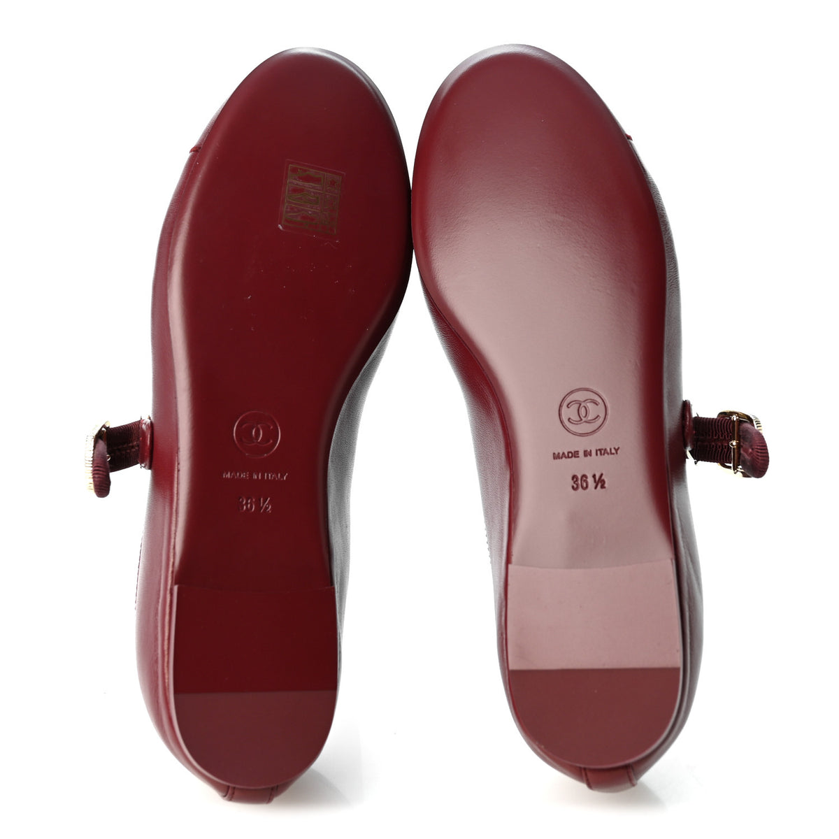 Chanel Lambskin Mary Jane Flats 36.5 Burgundy 6 of 9