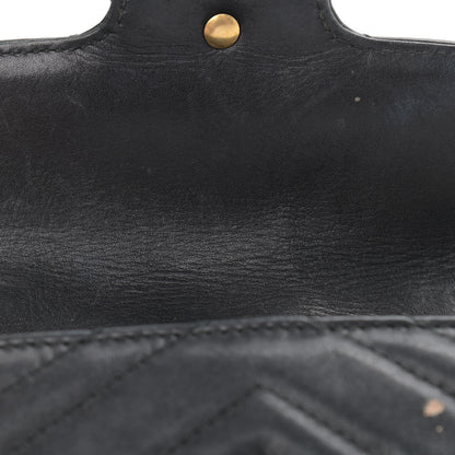Gucci Calfskin Matelasse Super Mini GG Marmont Shoulder Bag Black 11 of 16