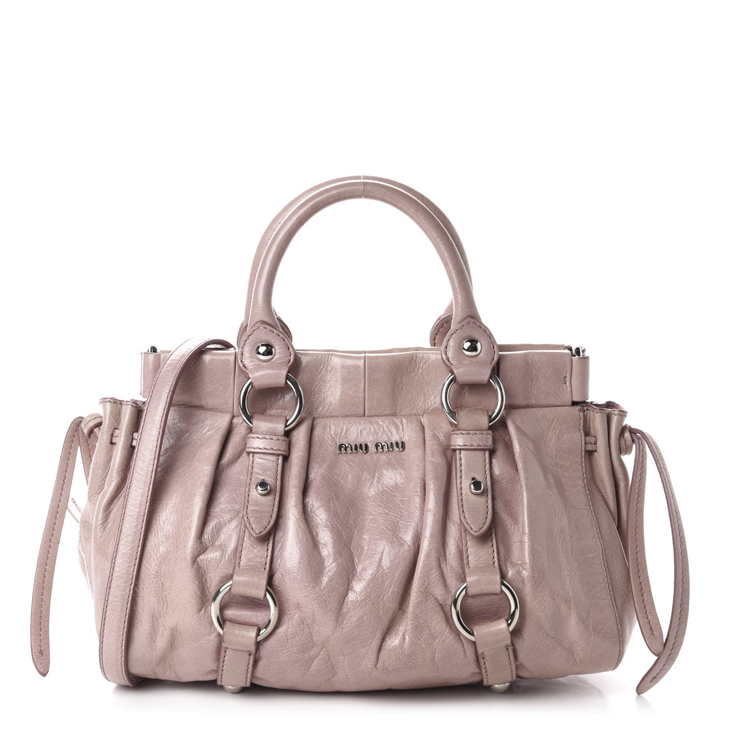 Miu Miu Vitello Shine Top Handle Satchel Mughetto 1 of 13