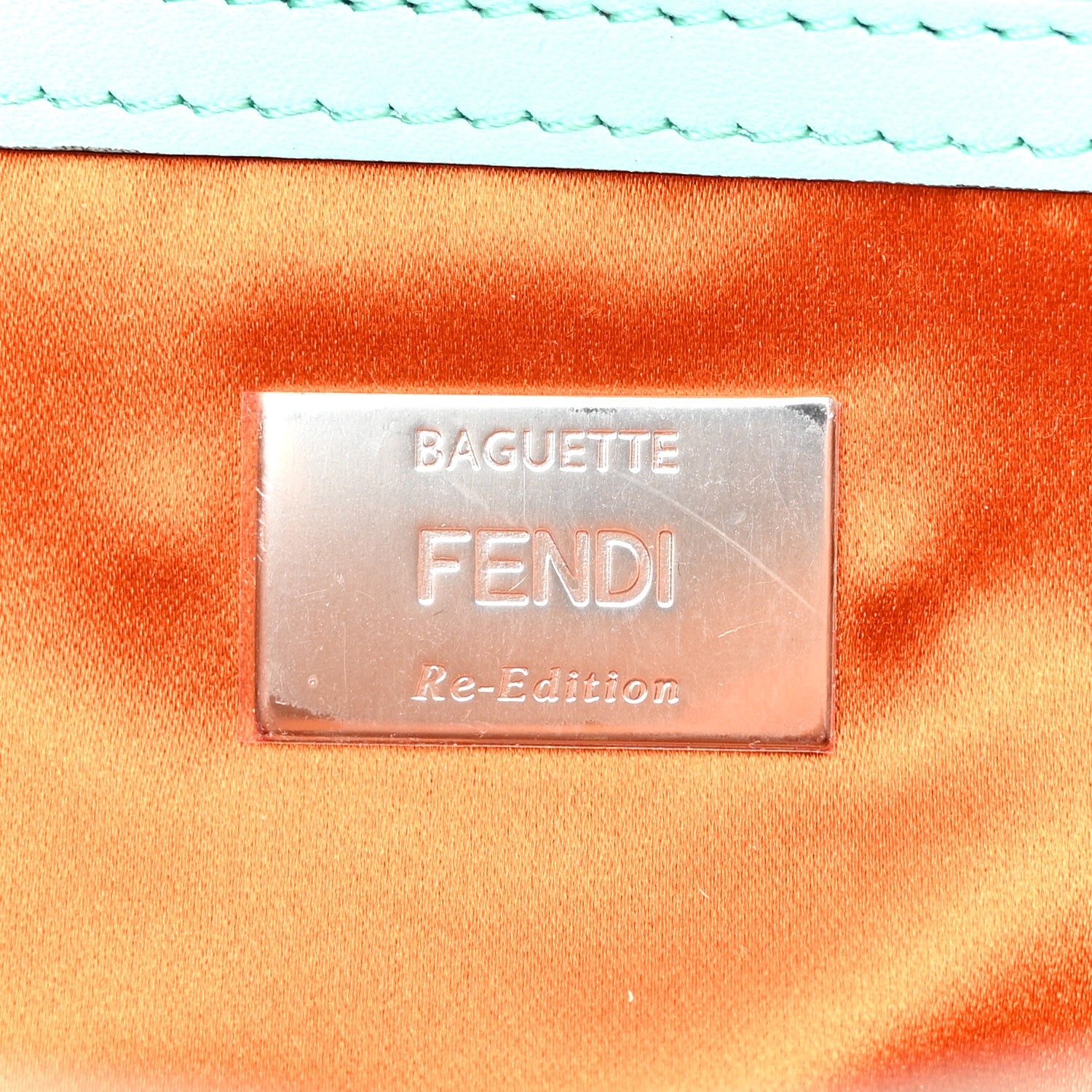 Fendi Rolling Stone Vitello Seta Bead Embroidered Re-Edition Baguette Spring Turquoise 6 of 14