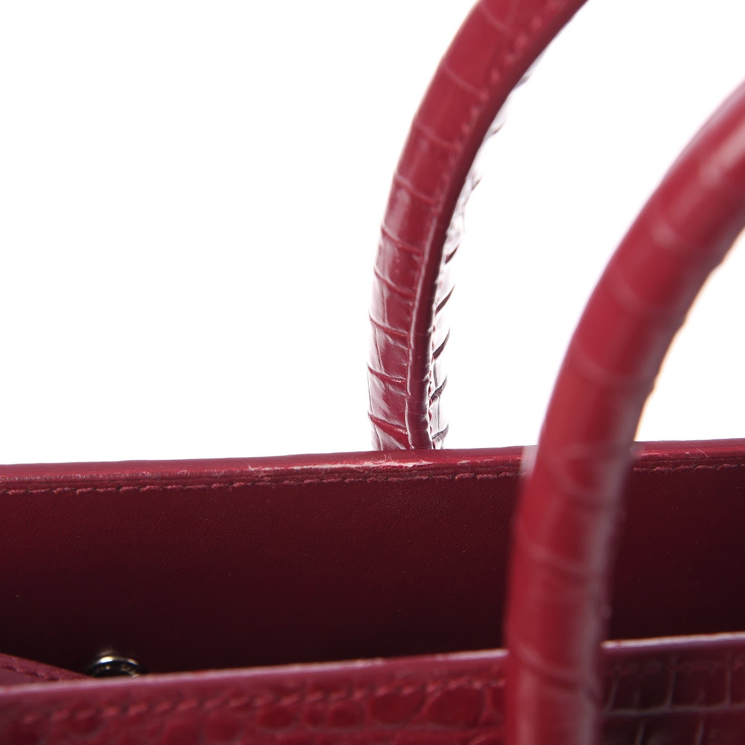 Saint Laurent Calfskin Crocodile Embossed Small Sac De Jour Rouge 11 of 13