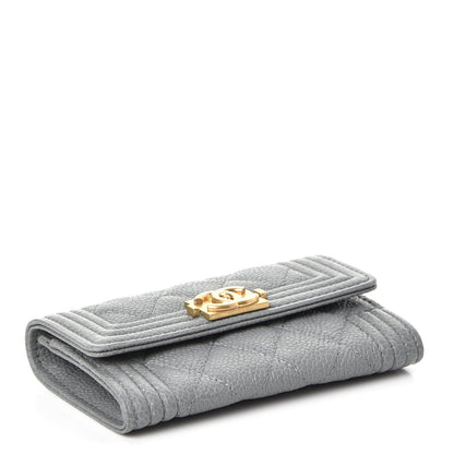 Chanel Caviar Quilted Boy Flap Card Holder Grey 4 of 9