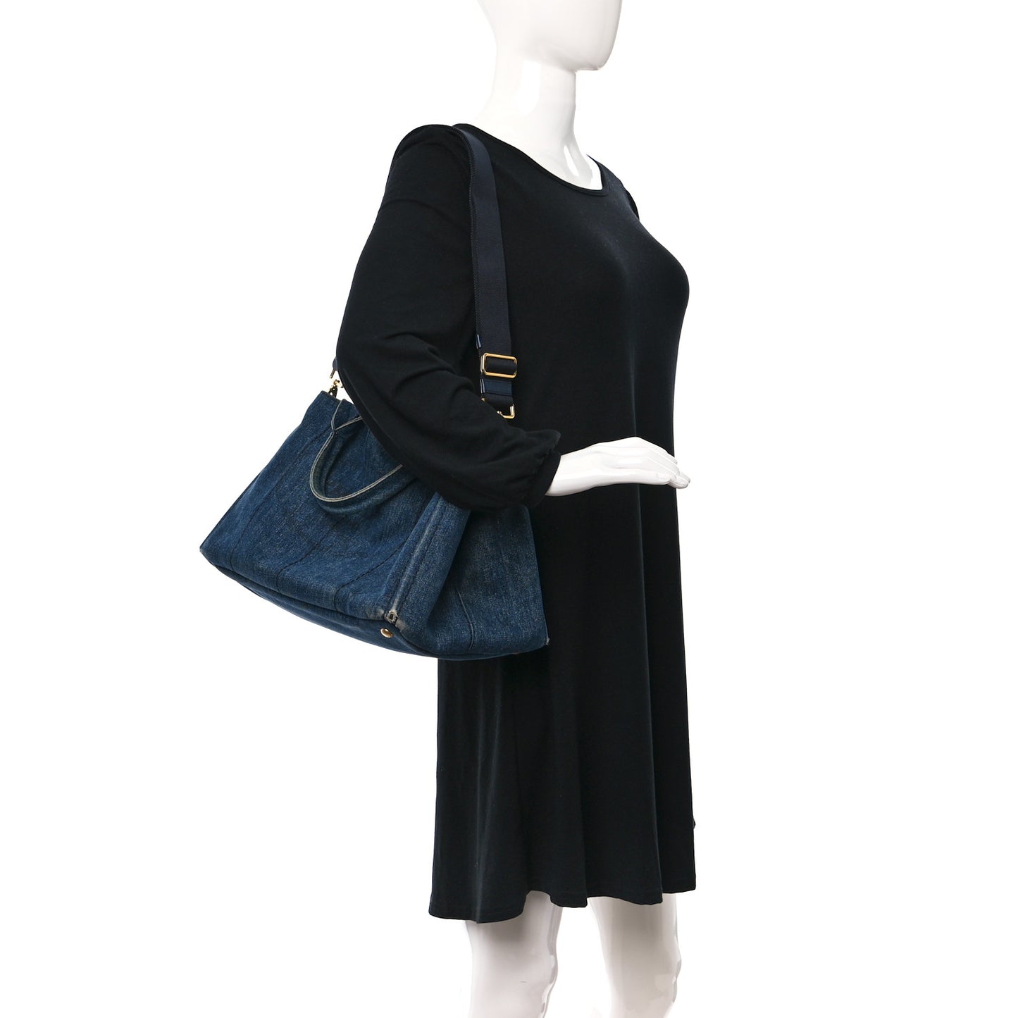 Denim Logo Tote Bleu