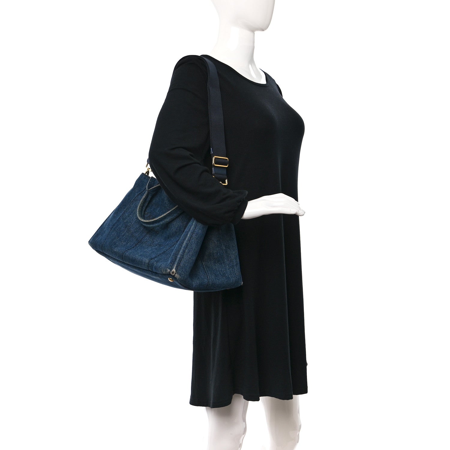 Prada Denim Logo Tote Bleu 2 of 13