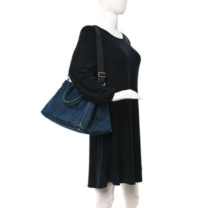 Prada Denim Logo Tote Bleu 2 of 13