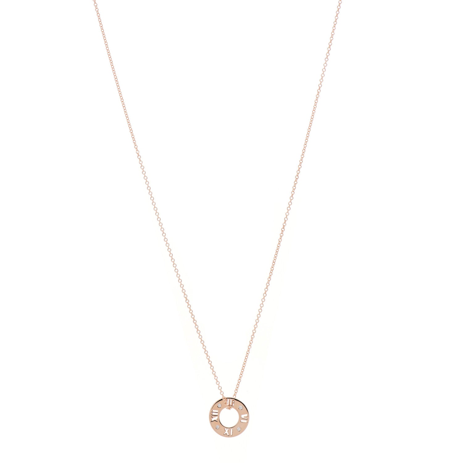 Tiffany 18K Rose Gold Diamond Atlas Pierced Pendant Necklace 1 of 6