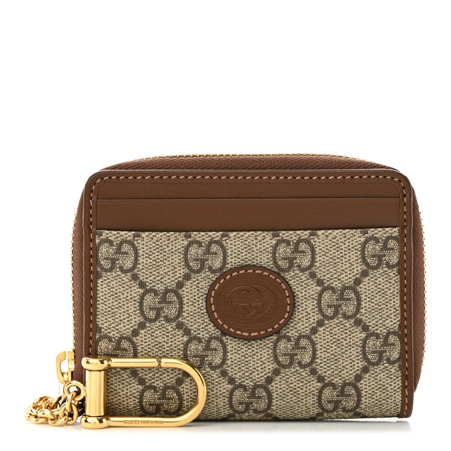 Gucci GG Supreme Monogram Azalea Calfskin Retro Interlocking G Compact Wallet Dark Brown 1 of 6