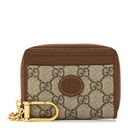 Gucci GG Supreme Monogram Azalea Calfskin Retro Interlocking G Compact Wallet Dark Brown 1 of 6