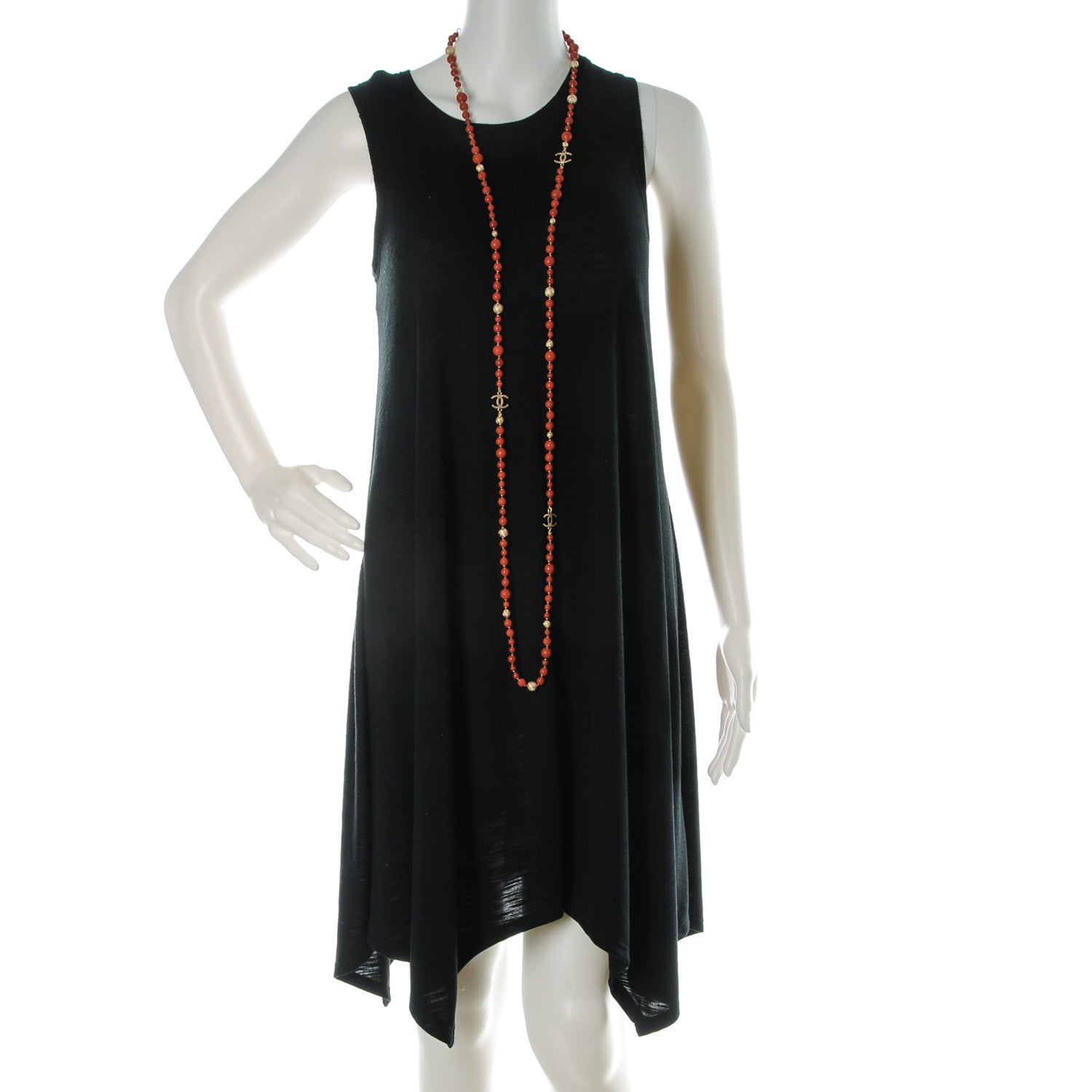 Chanel Metal Marble CC Multi Strand Necklace Gold Red 2 of 5