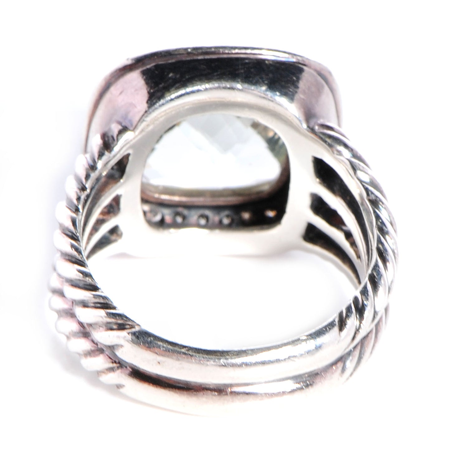 Sterling Silver Diamond Prasiolite Albion Ring 54 6.75