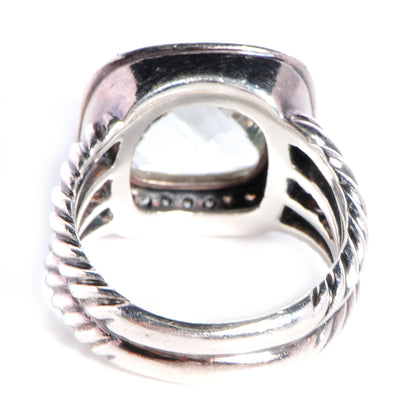 David Yurman Sterling Silver Diamond Prasiolite Albion Ring 54 6.75 5 of 6