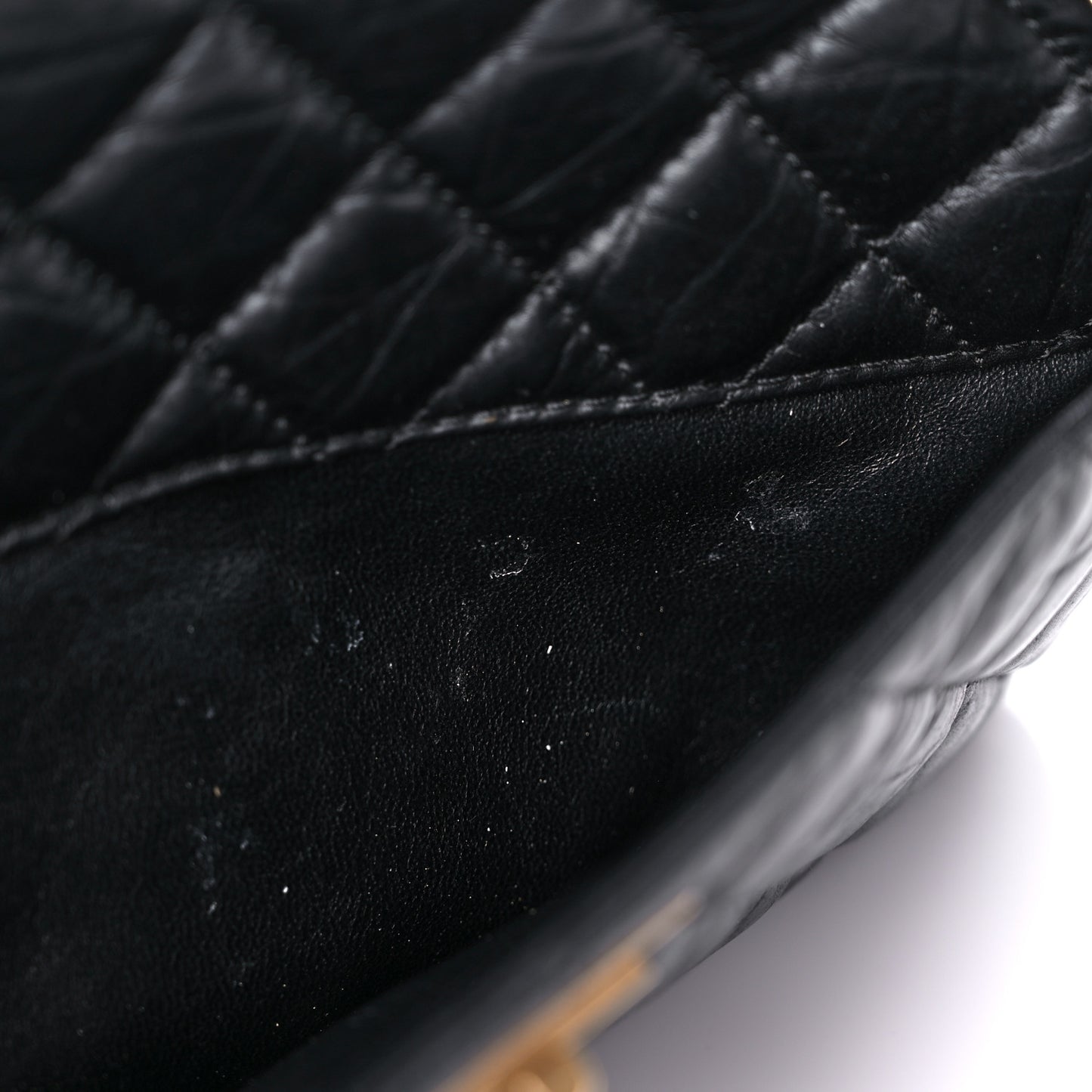 Aged Calfskin Quilted Medium Reissue Camera Case Black