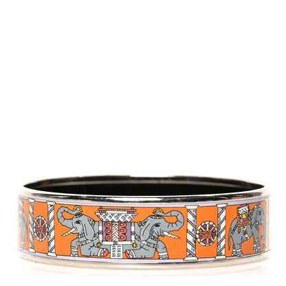 Hermes Enamel Printed Torana Elephants Wide Bracelet 62 1 of 5
