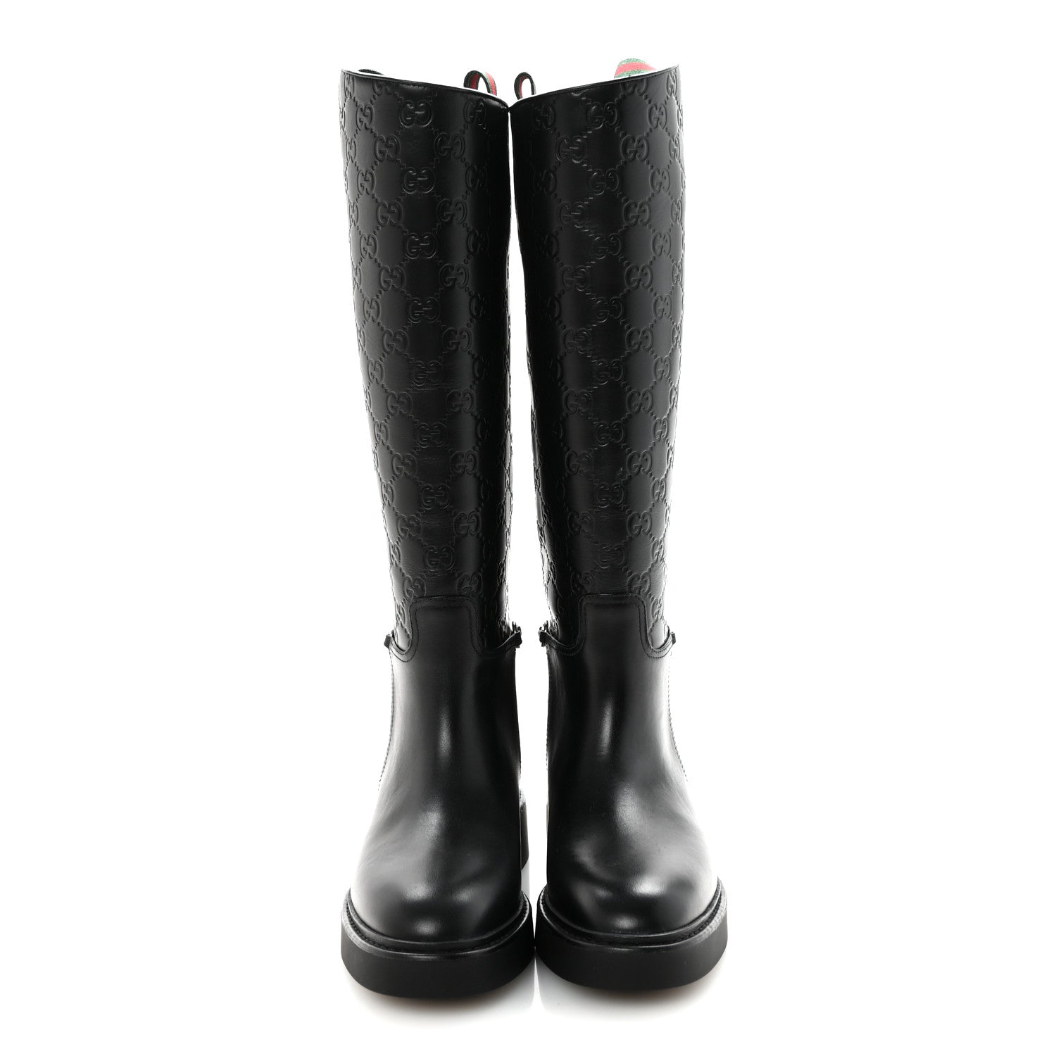 Gucci Shiny Calfskin Michelangelo Slim Horsebit Riding Boots 38 Black 3 of 8