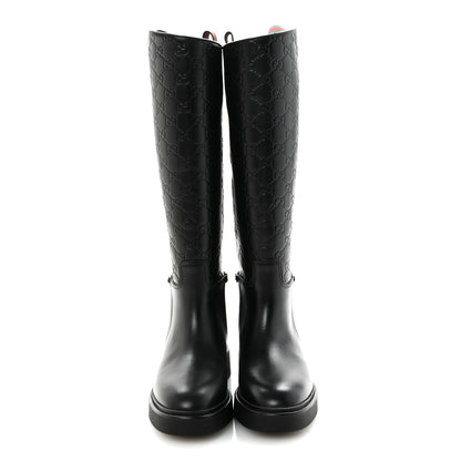 Gucci Shiny Calfskin Michelangelo Slim Horsebit Riding Boots 38 Black 3 of 8