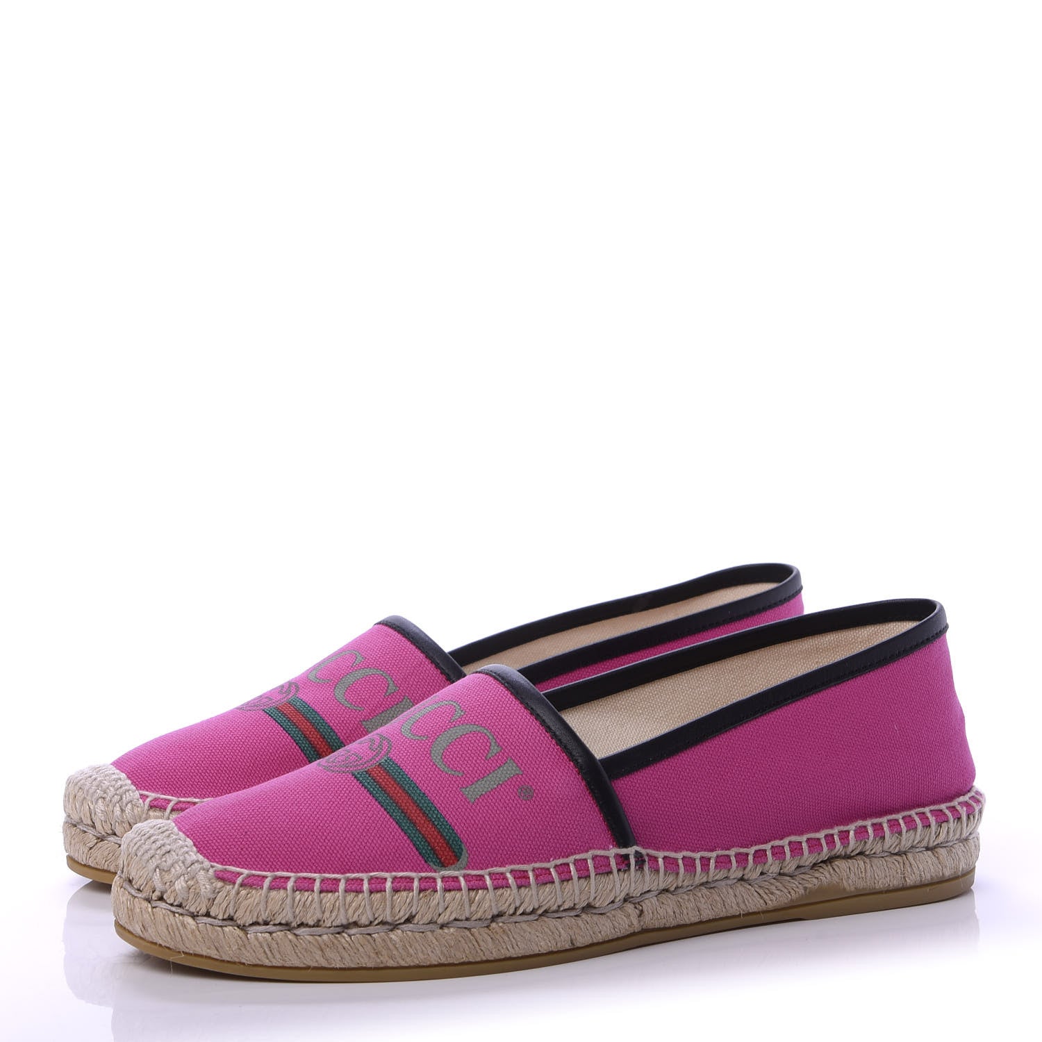 Gucci Canvas Logo Espadrilles 38 Cyclamen Rose Black 3 of 9