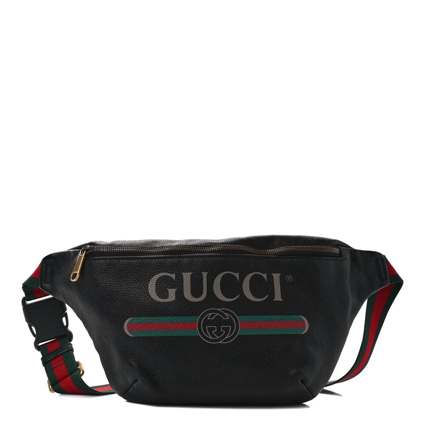 Gucci Grained Calfskin Logo Belt Bag Black 1 of 9