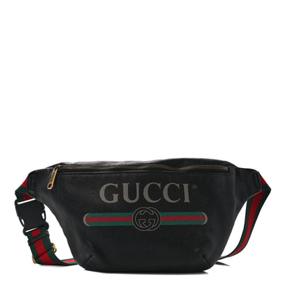 Gucci Grained Calfskin Logo Belt Bag Black 1 of 9