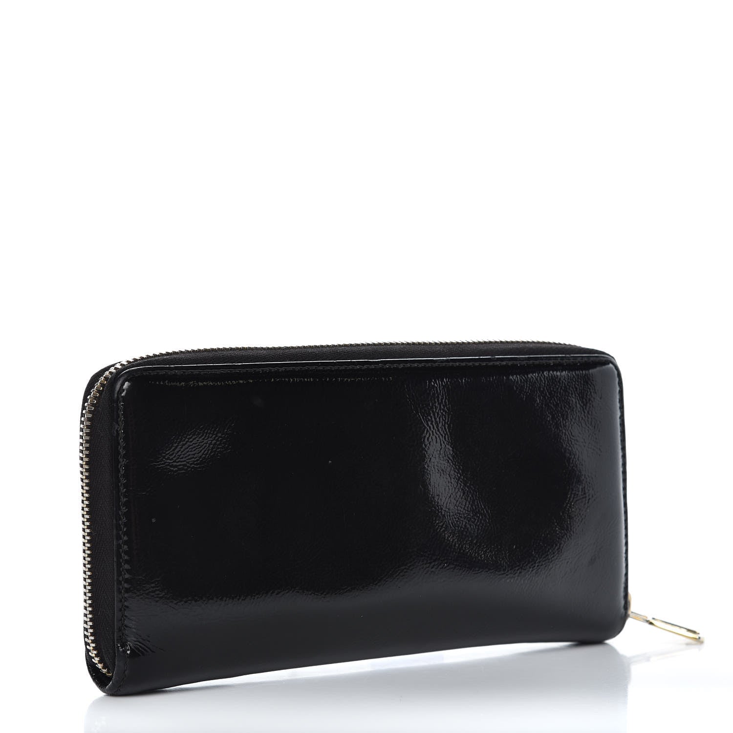 Saint Laurent Patent Y Mail Zip Around Wallet Black 3 of 13