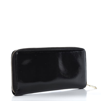 Saint Laurent Patent Y Mail Zip Around Wallet Black 3 of 13