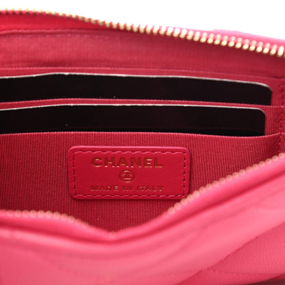 Chanel Shiny Goatskin Quilted Chanel 19 Flat Wallet Pouch Dark Pink 6 of 7