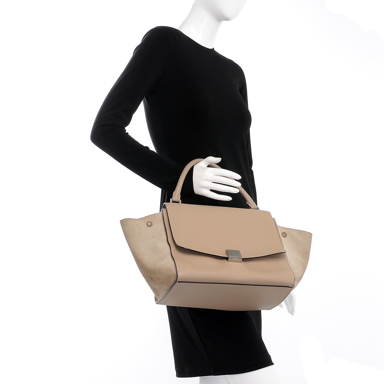 Celine Drummed Calfskin Suede Medium Trapeze Dune 3 of 15