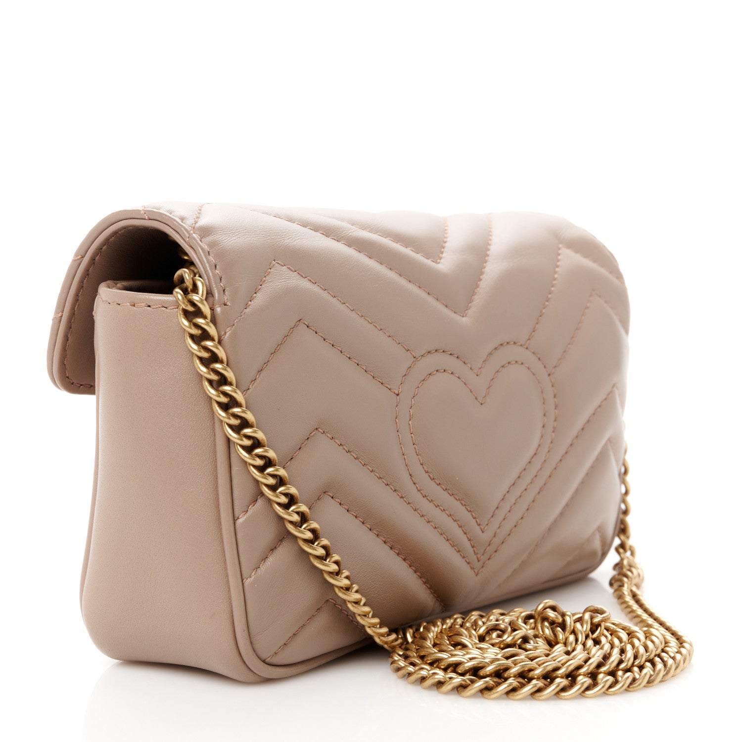 Gucci Calfskin Matelasse Super Mini GG Marmont Shoulder Bag Porcelain Rose 3 of 11